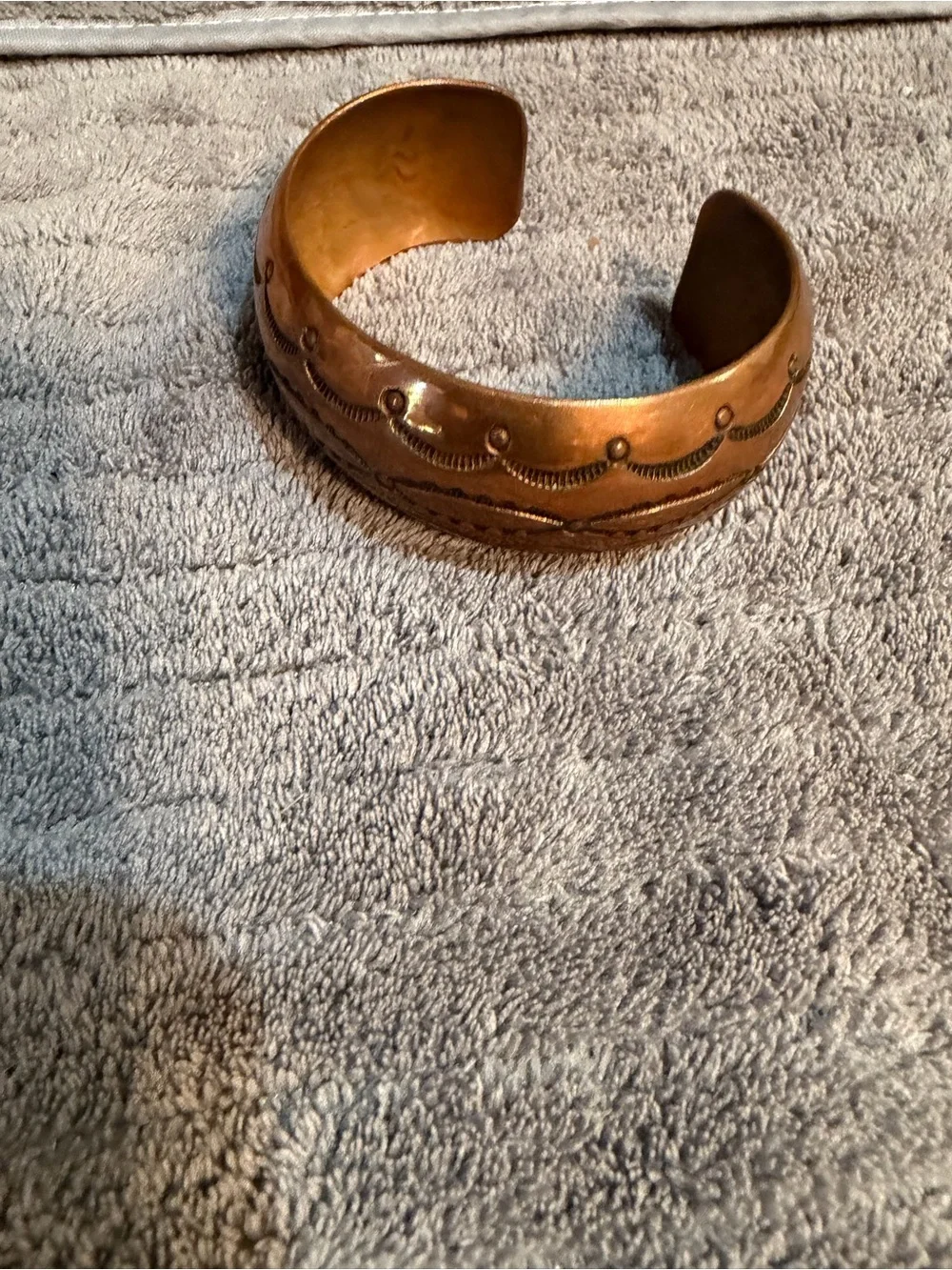 Vintage Navajo Native American Brass Cuff Bracelet Signed AT
